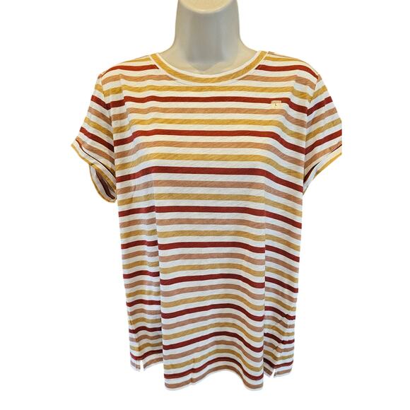 NEW Loft Vintage soft Sz Large 90s stripes nostalgia short sleeve layering top - Picture 2 of 8
